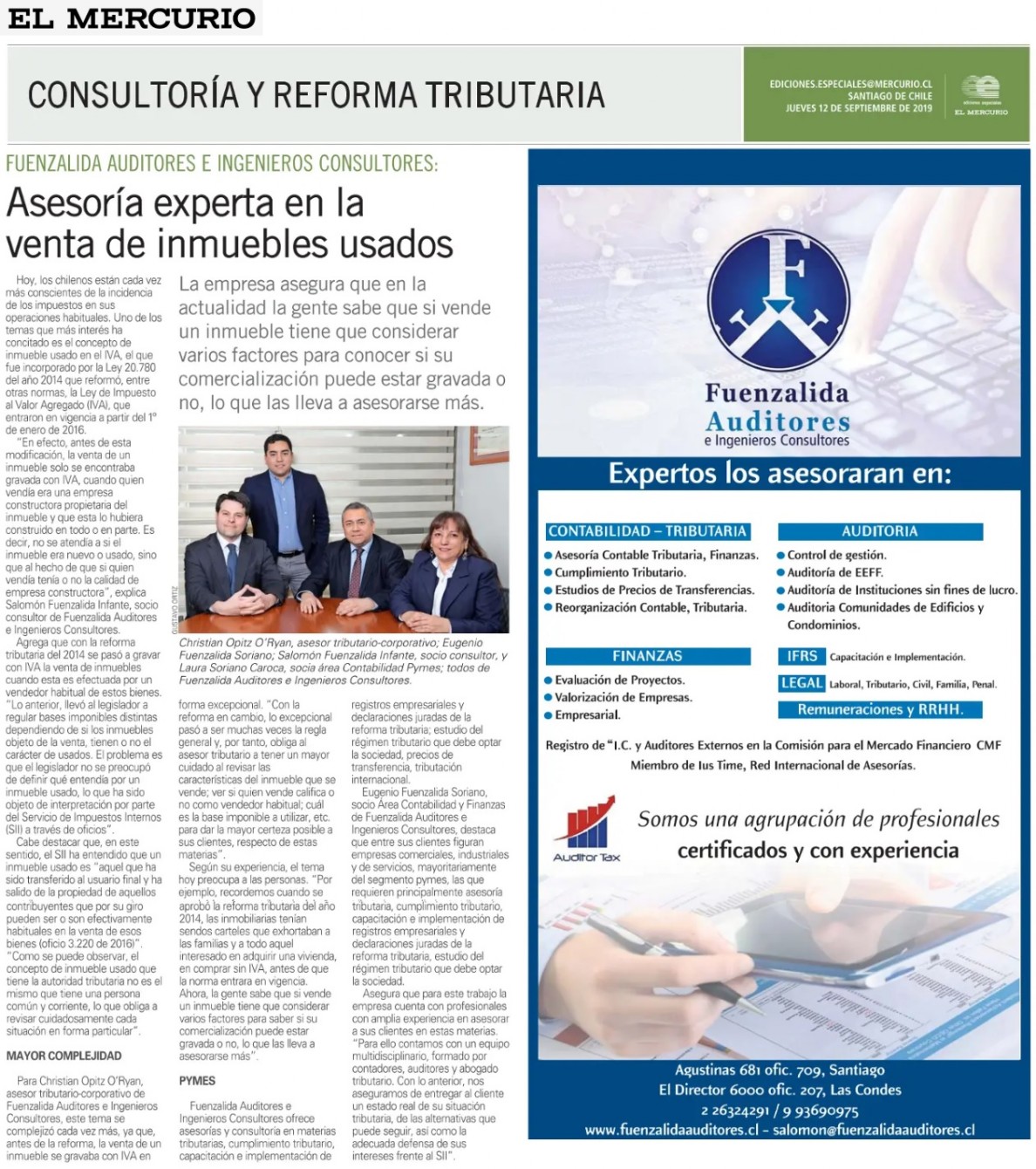 Asesoría Contable y Tributaria, Auditoria, Recursos Humanos, IFRS, Auditoria Edificio, Auditoria Comunidades, Auditoria Condominios